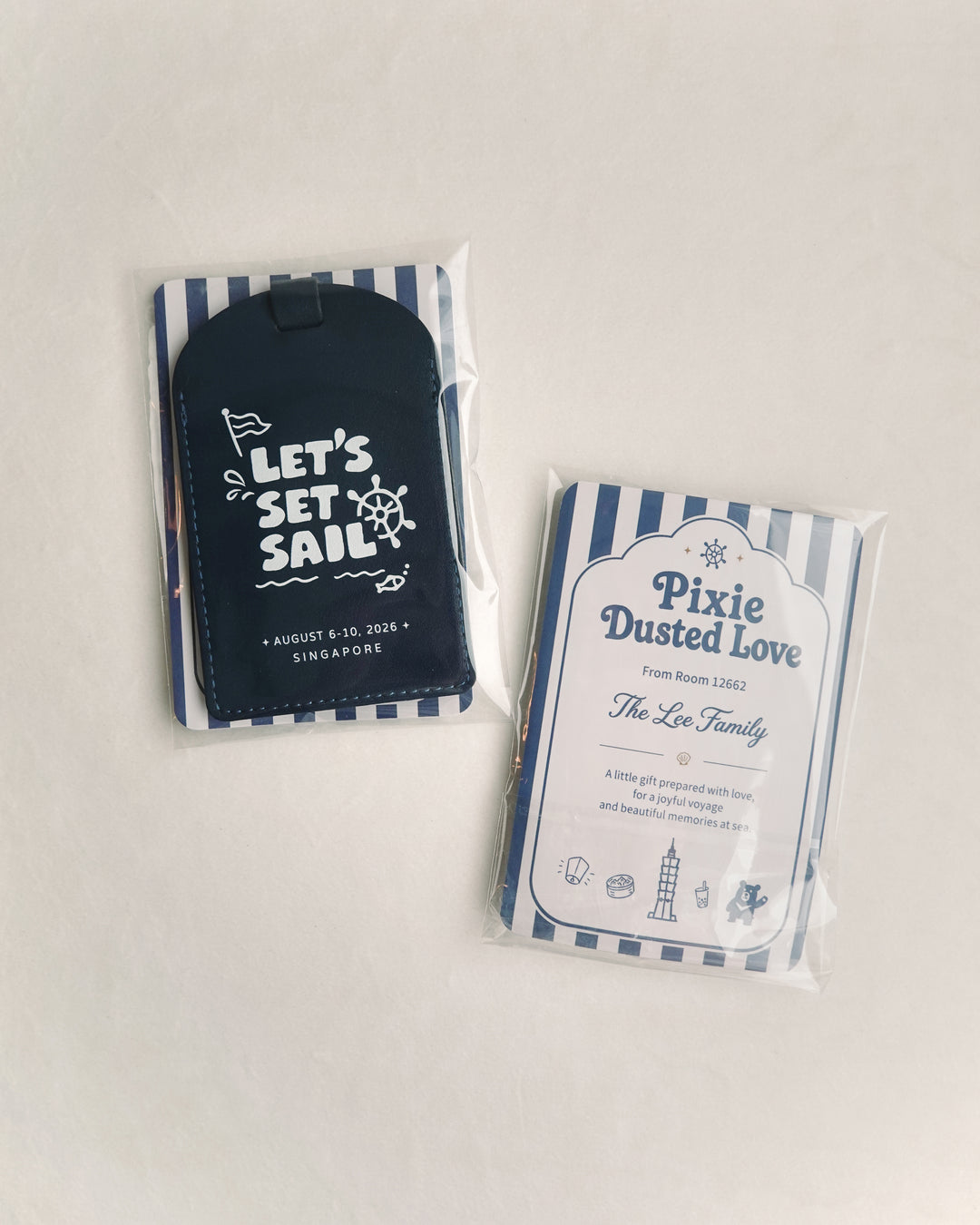 郵輪 Pixie Dust 客製禮物｜紀念行李吊牌＋祝福小卡