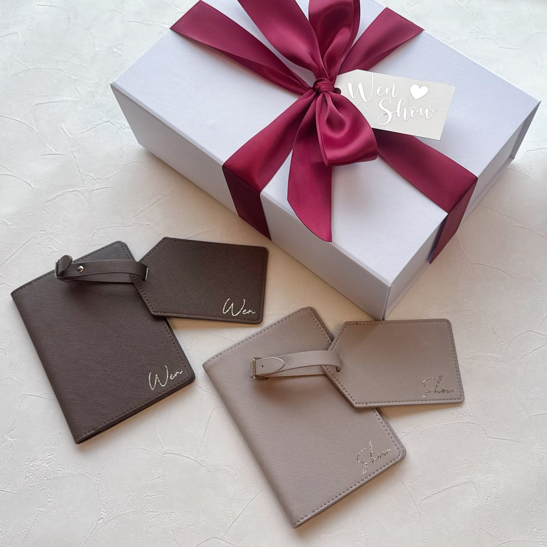 personalized passport holder luggage tag gift set 護照套 行李吊牌 新婚禮物